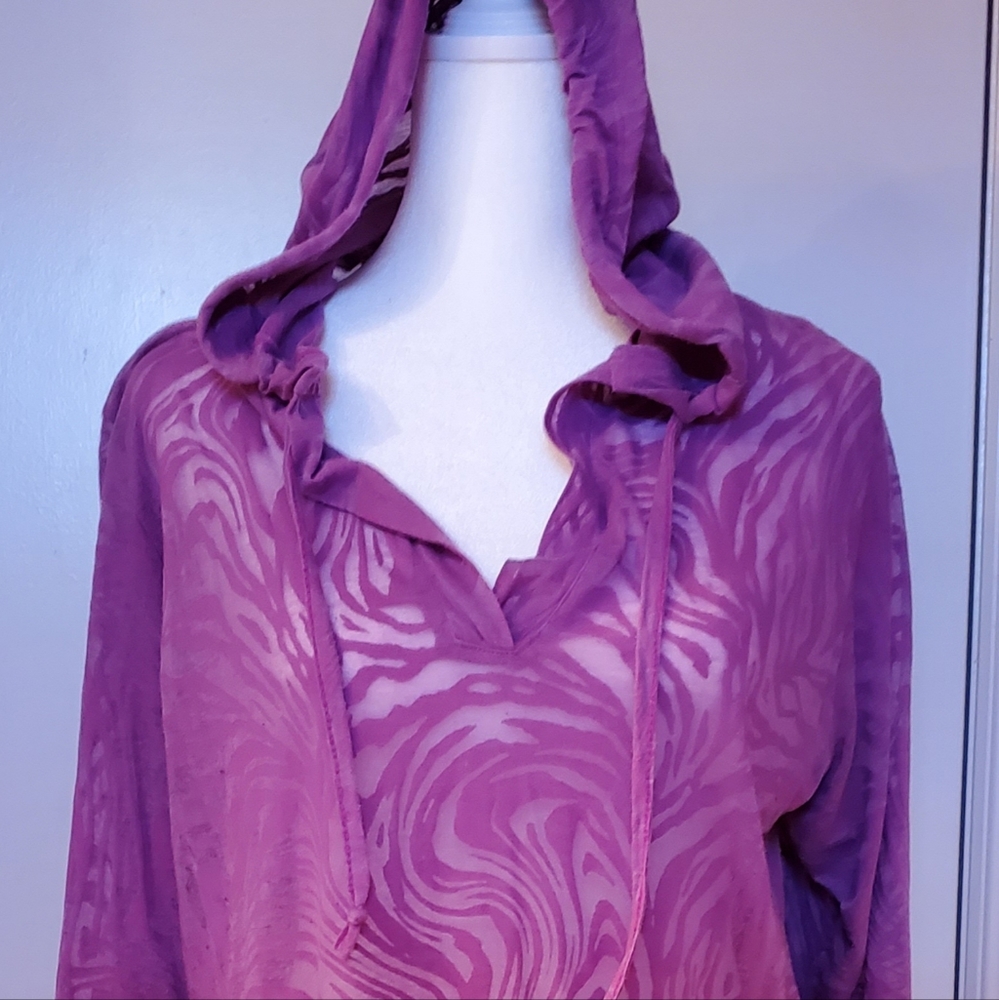 XL Cover Top 3/4 Sleeve Hood 5" Side Slit Marika Purple 🌊